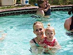 Swimming in the pools is fun for young and old.